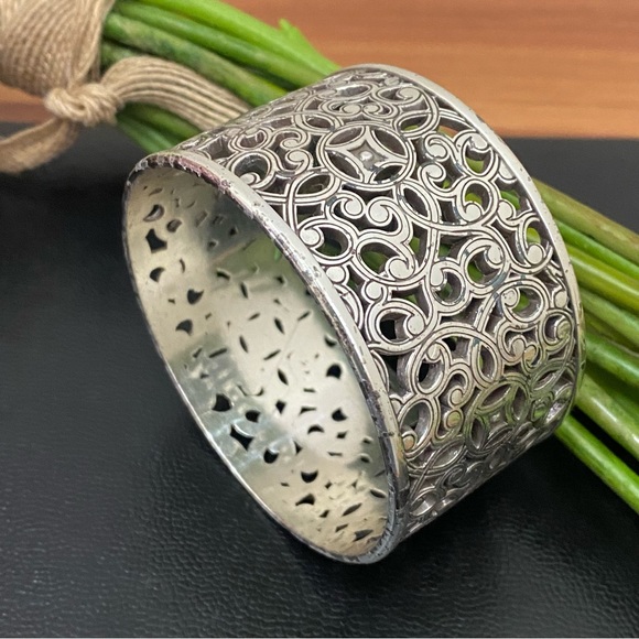 BRIGHTON Serendipity Ornate Scroll Wide Chunky Bangle Bracelet 85.2g - Picture 1 of 16